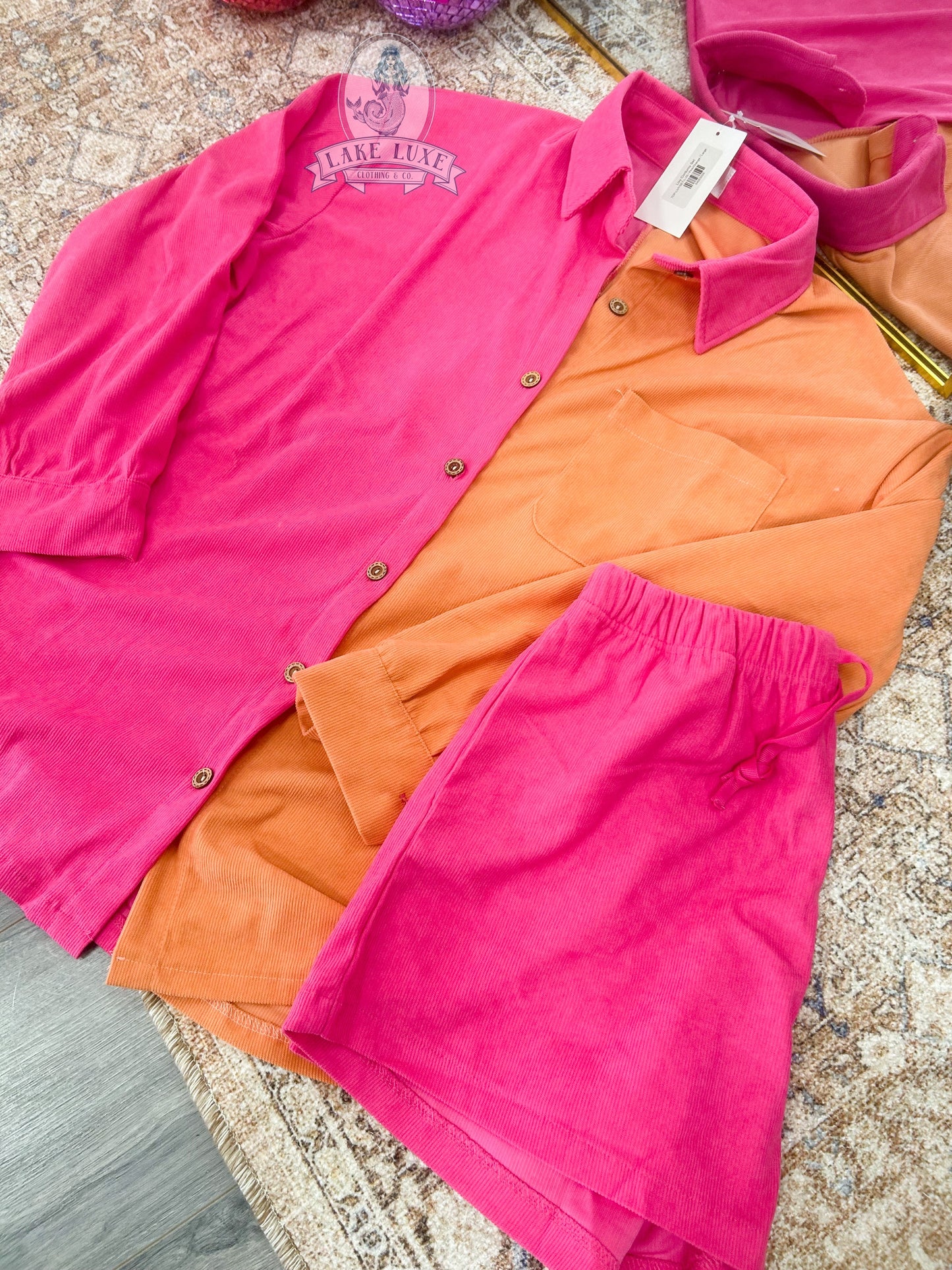 Corduroy Set - pink and orange