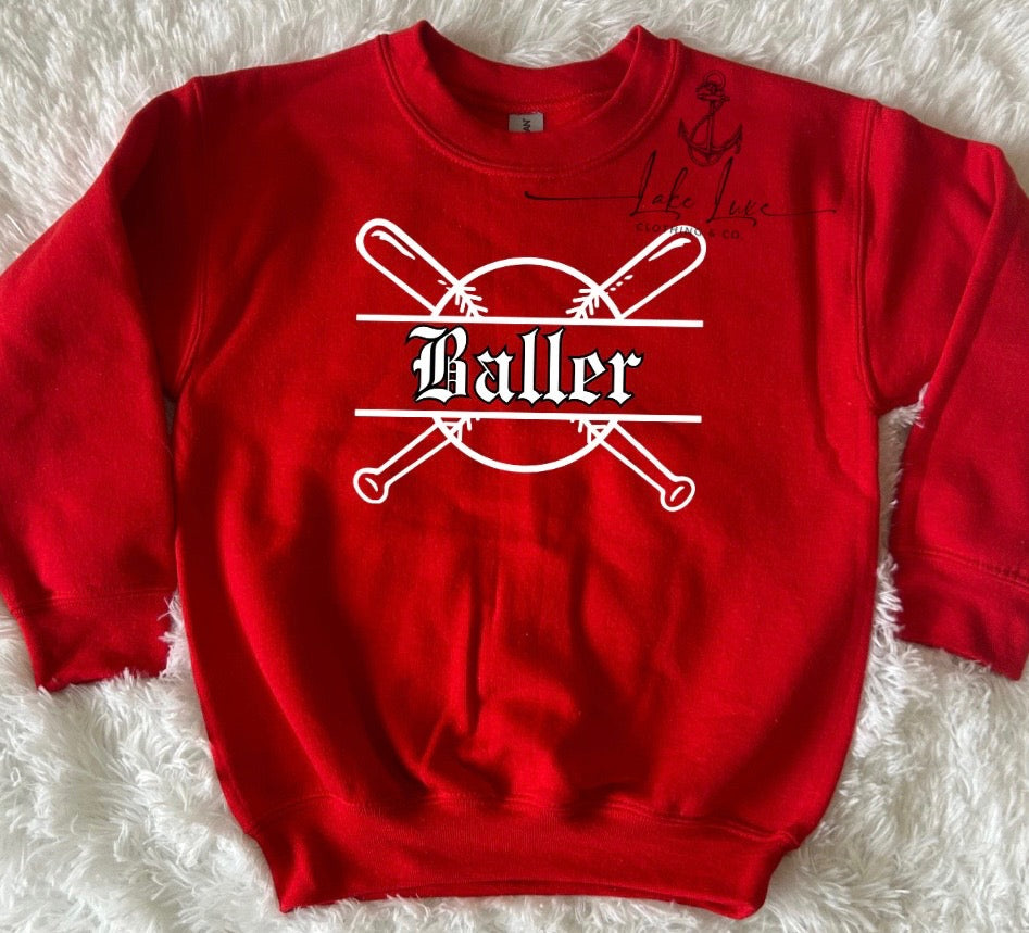 Baller / Redskins - RED - tee or sweatshirt- made to order!