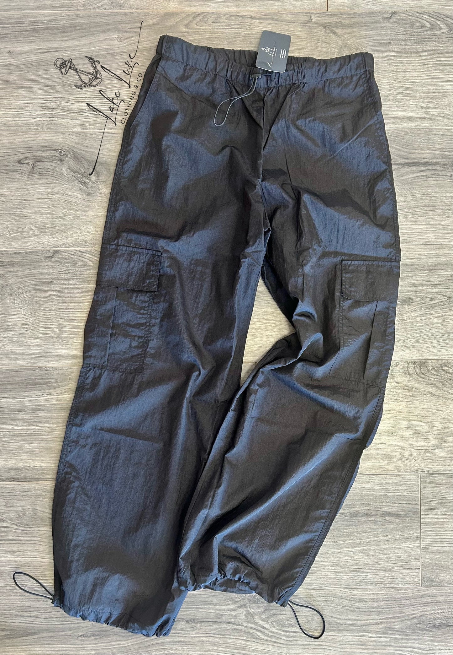 Black cargo / parachute pants
