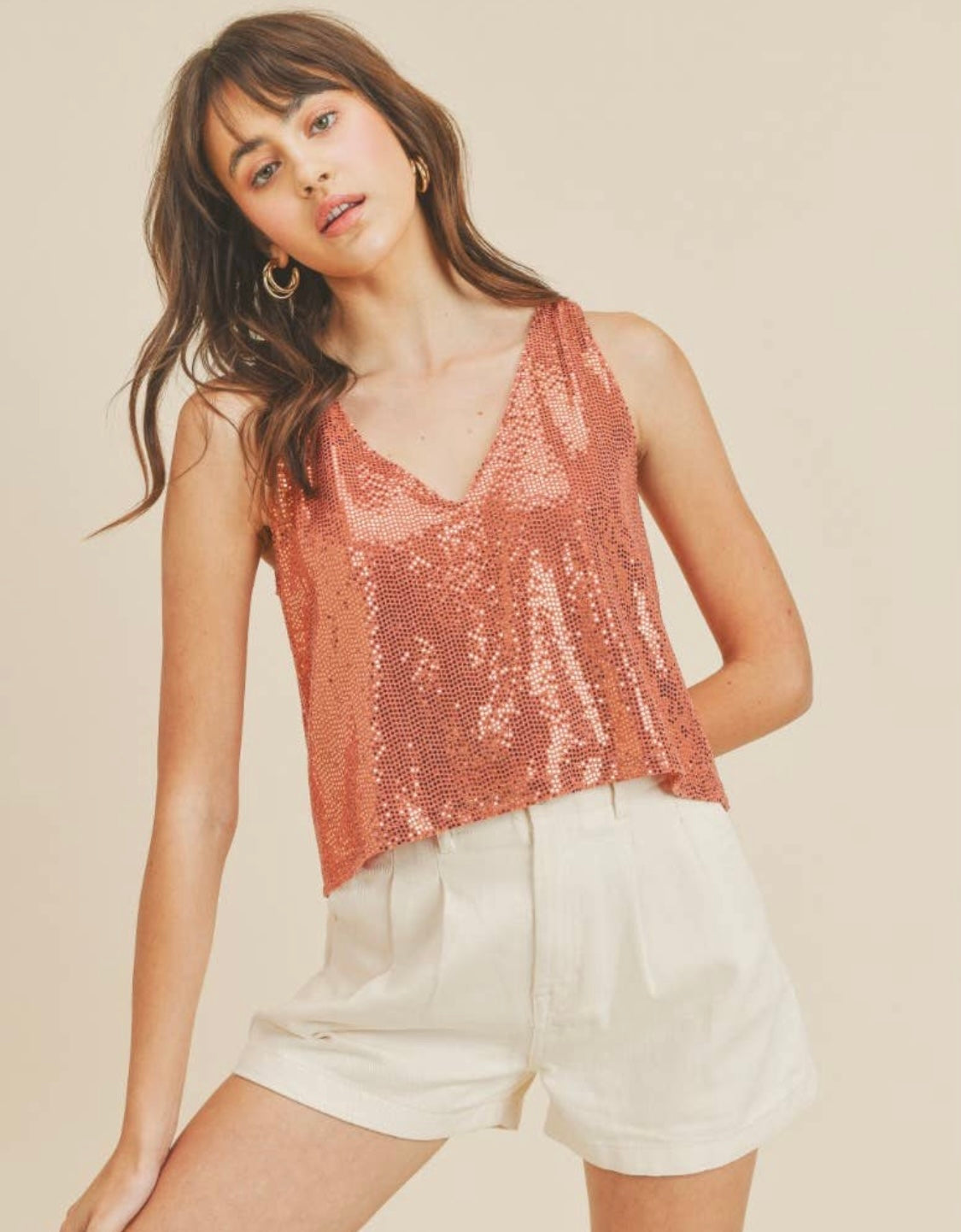 Pink sparkle cropped tank